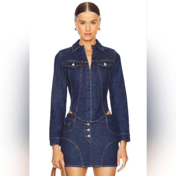 Amanda Uprichard Tops - NWT Amanda Uprichard Bristol Denim Top in Dark Blue Heritage Wash - Sz Medium